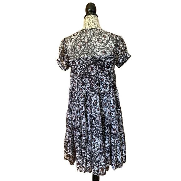 Diane Von Furstenberg Vinita Silk Floral Baby Doll Dress Black,‎ White Size 4 - Picture 5 of 12